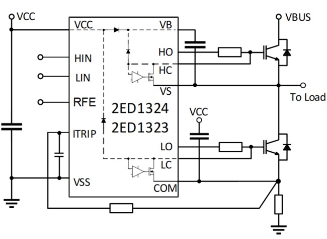Application Circuit Diagram - Infineon Technologies EiceDRIVER™ 1200V High-Side & Low-Side Drivers